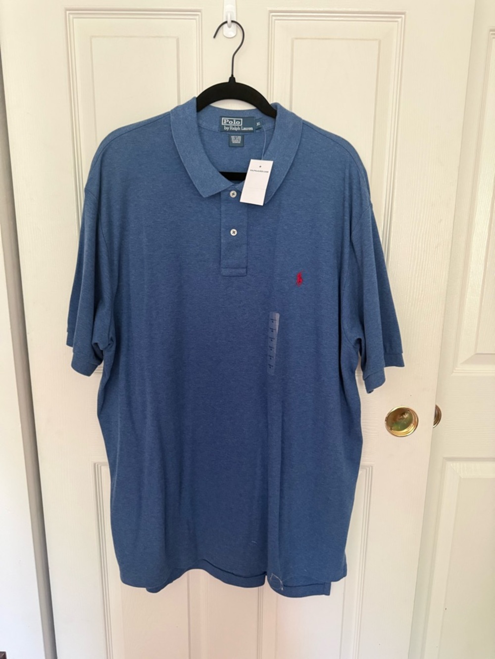 Ralph Lauren Men’s Heathered Blue Polo with Red Pony